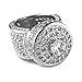 NIV'S BLING Cluster Ring Iced with Cubic Zirconia - 18K White Gold Plated Hip Hop Pinky Ring for Men and Women