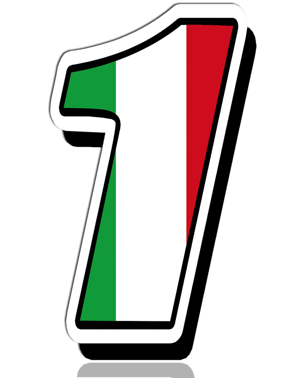 Biomar Labs® 1 x Vinyl Italy Flag Sticker Italia National Auto Moto Motocross Motosport Start Racing Number 1 Rally Race Car Bike Motorcycle Tuning N 311