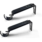 Curtain Rod Brackets Heavy Duty Drapery Hardware Adjustable Curtain Rod Holders Black for 7/8 or 1 Inch Rods, Set of 3 (Black, fits rods up to 1 inch)
