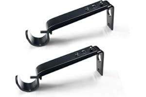 IHRDNNR Curtain Rod Brackets Heavy Duty Drapery Hardware Adjustable Curtain Rod Holders Black for 7/8 or 1 Inch Rods, Set of 3 (Black, fits rods up to 1 inch)