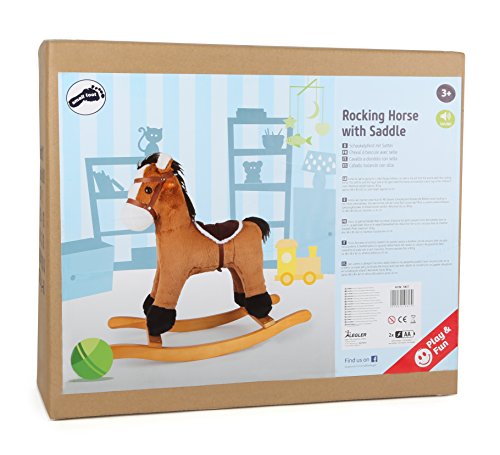 Small Foot 10617 Schaukelpferd aus kuschelweichem Stoff und Stabiler Holzkonstruktion sowie Haltegriffen für sicheres… – Bild 3