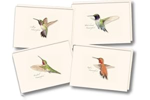 Earth Sky + Water - Western Hummingbird Assortment Notecard Set - 8 Blank Cards with Envelopes (2 each of 4 styles)