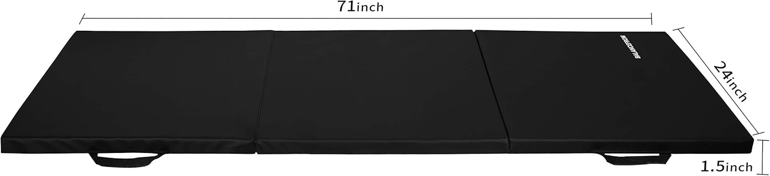 BalanceFrom 1.5" Thick Tri-Fold Folding Exercise Mat with Carrying Handles for MMA, Gymnastics and Home Gym Protective Flooring (Black): Sports & Outdoors