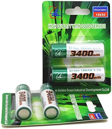AZAOSTE 18650 Battery (4 Pack )3400mAh 3.7v Rechargeable Li-ion Battery For High Power Flashlights