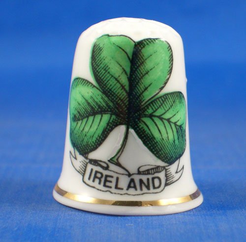 Porcelain China Collectable Thimble - Ireland Shamrock with Free Gift Box