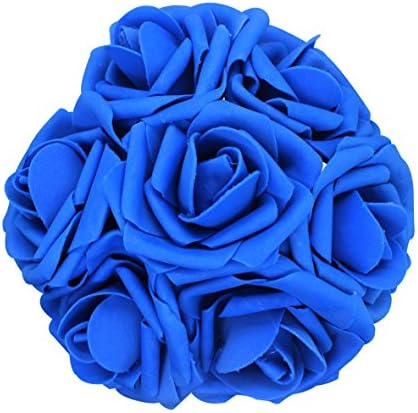 25pcs Artificial Flower，Real Touch Artificial Foam Roses Decoration DIY for Wedding Bridesmaid Bridal Bouquet Centerpieces Party (25, Royal Blue)