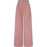 AUXDIO Womens Straight Leg Pants Casual High Waisted Stretchy Double Buttoned Trousers Work Business Dress Pant