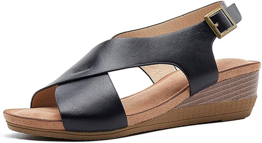 Amazon Sejuc 厚底サンダル クロスストラップ 歩きやすい 夏 かわいい おしゃれ 4cmヒール レディース ウォーキング コンフォートサンダル ストラップサンダル オープントゥ ナースシューズ プラットフォーム ローヒール 歩きやすい Sejuc ビーチサンダル