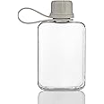 Qusmeiyici 8.2 oz/240 ml Flat Travel Water Bottle, BPA Free Tritan Reusable Plastic Square Water Bottle for Camping, Fitness,