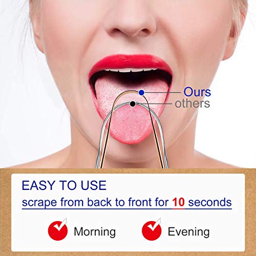 Tongue Scraper, 2 Pack Tongue Scrapers 100% Effective Tongue Cleaner Reusable Dishwasher Safe Dental Tongue Scraper with Handy Carrying Store Case - New Copper