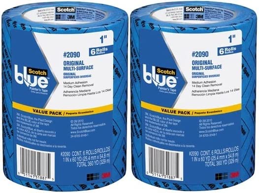 3M 1 Blue 2090-24EVP.94 in. x 60 yd. Scotch Painters Tape Value Pack - 2 Packs of 6, 12 Total Image