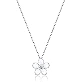 SLUYNZ Solid 925 Sterling Silver Flower Choker Necklace for Women Teens White Flower Pendant Necklace Spring