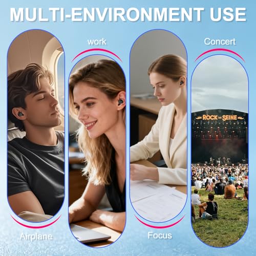 Ultra Soft Ear Plugs - 55dB (SNR) Noise Reduction Hearing Protection - Reusable Earplugs Flexible Comfortable Fit for Noise Sensitivity, Sleep, Work, Study, Airplane, Concerts & Festivals (Black)