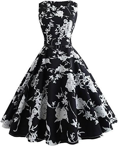 Women Summer Dress,Women Vintage Bodycon Sleeveless Dress Retro Casual Evening Party Prom Swing Dress 2019