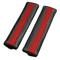 uxcell&reg; Motor Detachable Fastener Red Black Seatbelt Cover Pad Pair