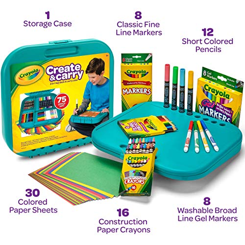 Crayola 046814 Create 'N Carry 75Pc Art Kit Art Gift for Kids 5 & Up