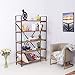 Care Royal Vintage 5 Tier Open Back Storage Bookshelf, Industrial 69.5 inches H Bookcase, Decor Display Shelf, Living Room, Home Office, Real Natural Reclaimed Wood, Sturdy Rustic Brown Metal Frame