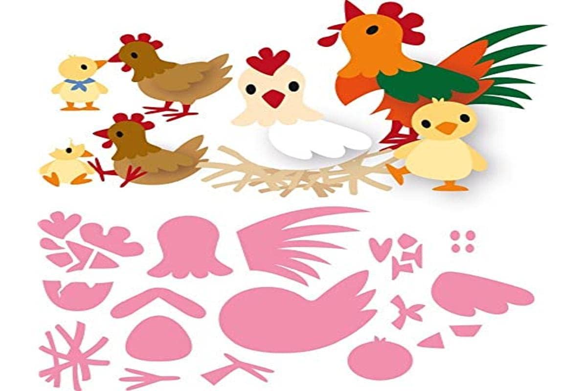 Marianne Design Collectables Eline's Chicken Family Die, Pink