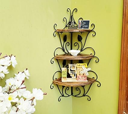 Onlineshoppee Esquina Floating Corner Wall Shelf (Brown)