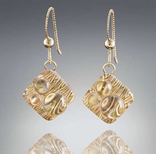 Gold Metal and Glass Modern Geometric Drop Earrings – Woven Rain