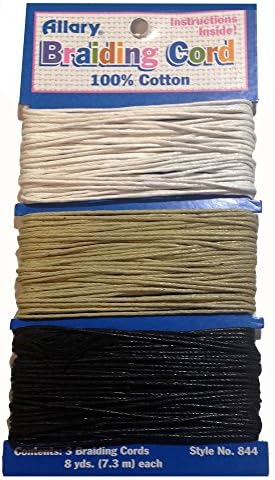 Allary Braiding Cord 100% Cotton 3 Colors 8 yards per color 24 yards total
