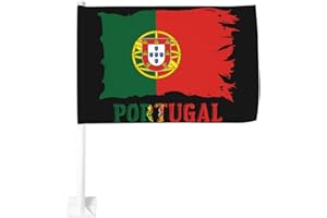 Portuguese Flag 12x18 Inch Double-Sided Car Flag - Suitable For Most Car Models