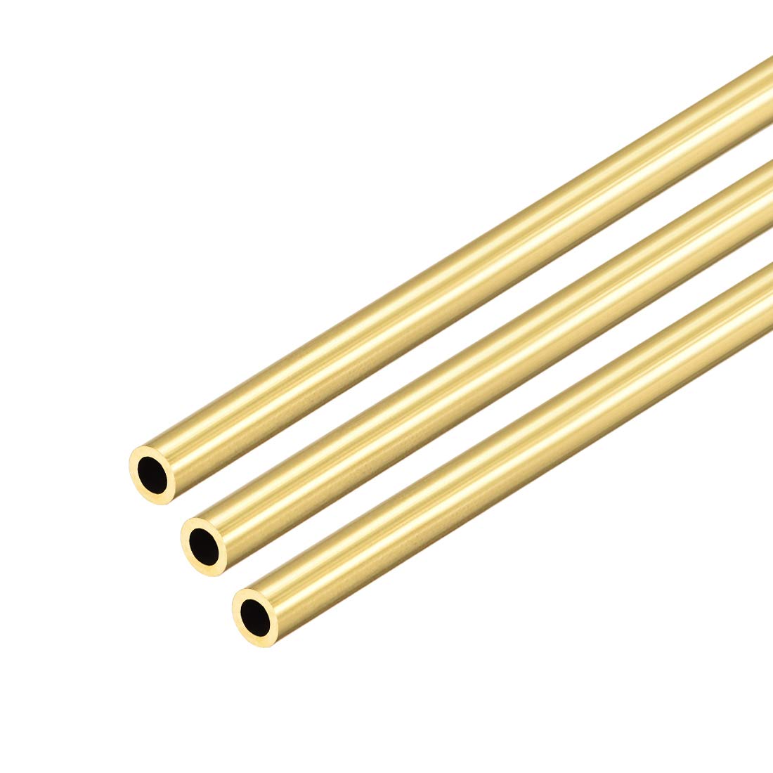 sourcing map Brass Round Tube, 300mm Length 5.5mm OD 1mm Wall Thickness, Seamless Straight Pipe Tubing 3 Pcs
