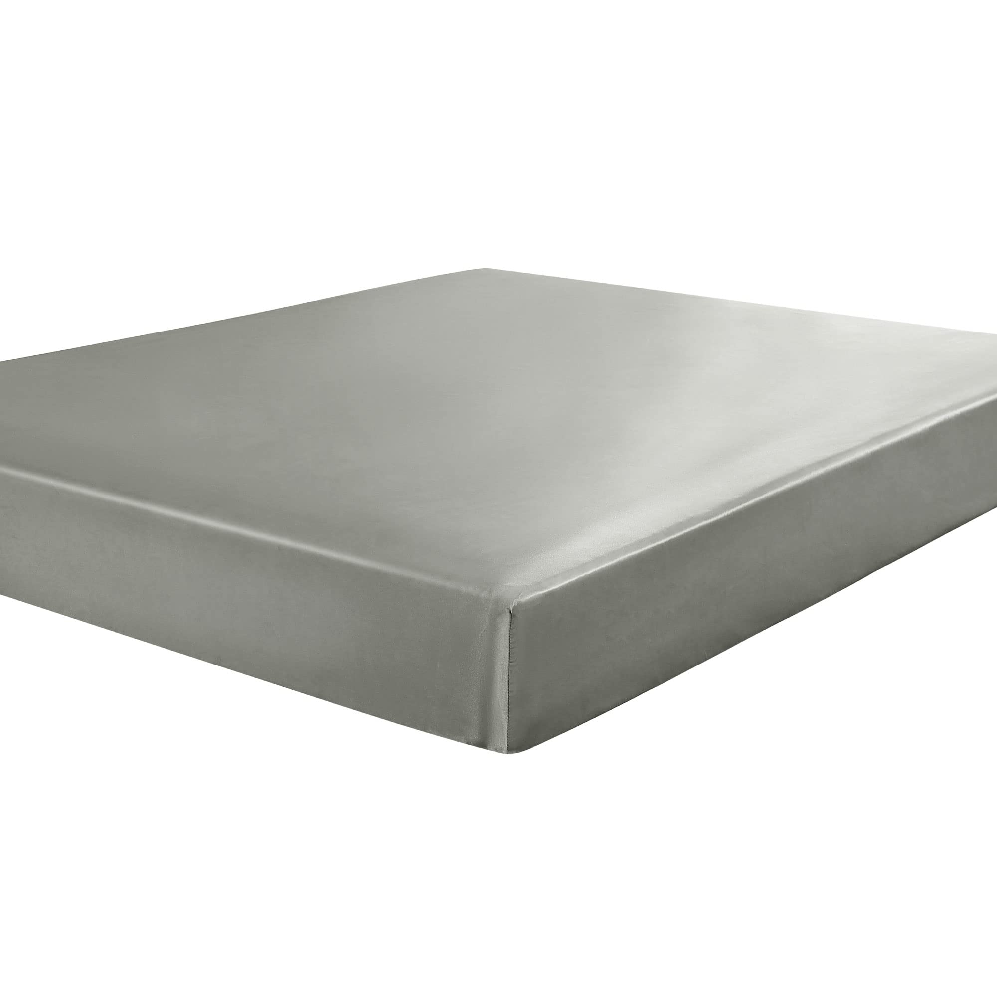 sourcing map Satin Fitted Sheet, Solid Silky 12" Deep Pocket Bed Sheet, Soft and Breathable Satin Bed Fitted Sheet Grey King (153 x 203cm)