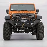 GSI Black Textured Full Width Front Bumper With Fog Lights Hole and Winch Plate for 07-17 Jeep Wrangler JK