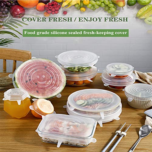 Bretoes Silicone Stretch Lids 12 Pack Reusable Durable Expandable Food Covers Seal Lids Bowl Covers to Keep Your Food Fresh, For Various Size and shape - Thumbnail 5