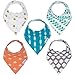 Baby Bandana Drool Bibs with Snaps Organic Cotton 5-Pack Unisex Baby Gift Set by KiddieBest