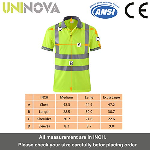 Uninova Safety Shirt High Visibility - Reflective Polo Shirt Short Sleeve for Men and Women - ANSI/ISEA Standards (Extra Large, Short Sleeve) - Thumbnail 5