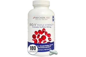 Bricker Labs Big-V Triple Strength Vanadyl Supplement: Vanadyl Sulfate 30 mg, Taurine 600 mg, Selenium, Chromium and Niacin, Blended Mineral Supplement, 180 Capsules