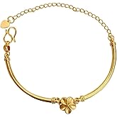 Eyixvan Gold Plated Adjustable Bangle Bracelet for Women, Elegant Flower Link Chain Bangle Jewelry Gift for Valentines Day, Mothers Day, Birthday, Anniversary, Christmas Gift for Her