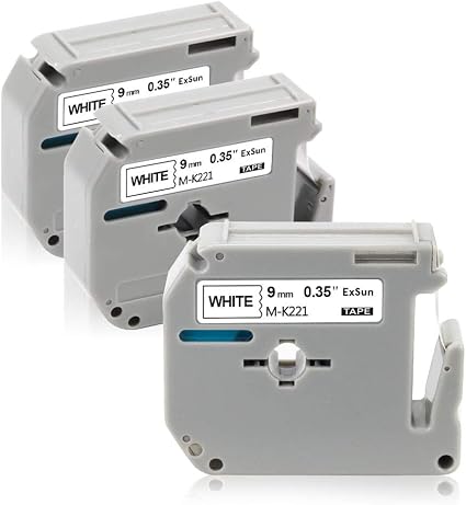 Negro sobre Blanco Xemax Compatible Cinta 9mm x 8m Reemplazo para Brother  P-Touch M-K221 MK221 M-K221s Casete para PT-100 PT-110 PT-65 PT-60 PT-45 PT-90  PT-M95 PT-55 PT-80 PT-75 PT-85 PT-BB4 6-Pack Etiquetas,