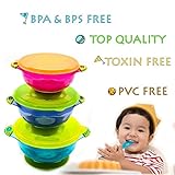 Baby Suction Bowls â€“ Pack of 3 | Best Spill Proof Feeding Set for Toddler | 3 Bowls and Snap Tight Lids | Perfect for To Go Storage & Snacks FDA Approved BPA Free Plastic | Best Suction