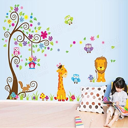 Jungle Animals Giraffe Lion Monkey Elephant Wall Stickers Kid Room Decor