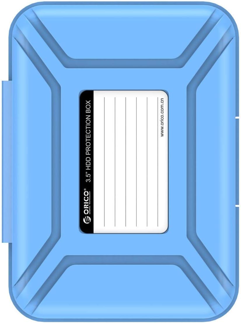 ORICO Hard Drive Protector Case 3.5 Inch HDD Protective Box/Storage Case for Western Digital WD Seagate Toshiba Samsung,Stackable and Sortable Memo(Blue)