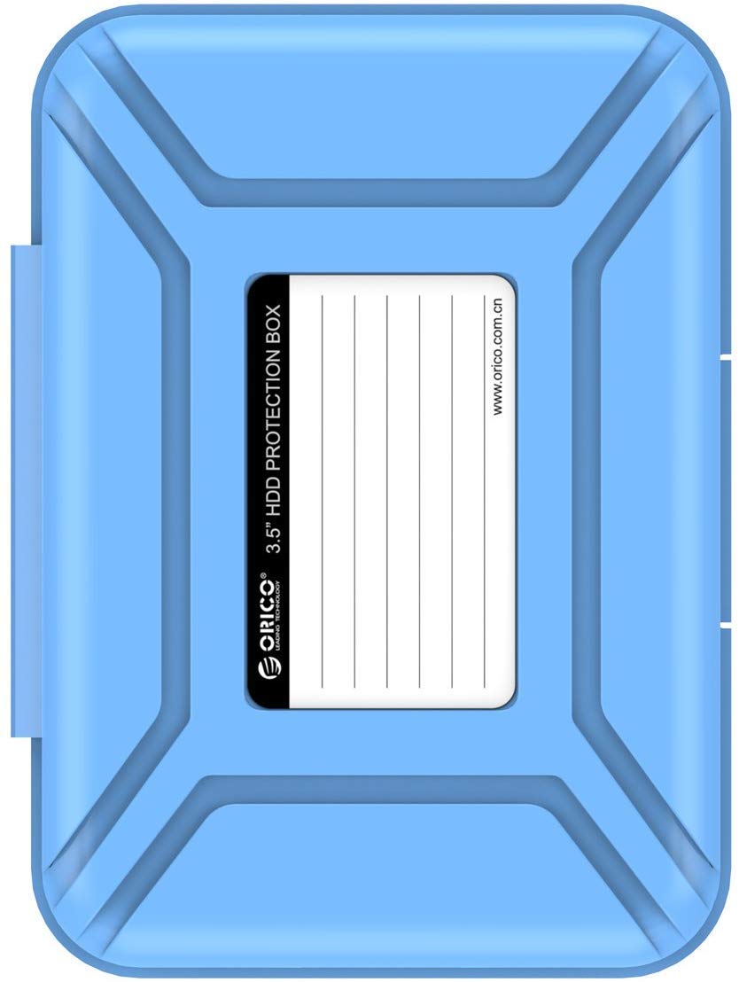 ORICO Hard Drive Protector Case 3.5 Inch HDD Protective Box/Storage Case for Western Digital WD Seagate Toshiba Samsung,Stackable and Sortable Memo(Blue)