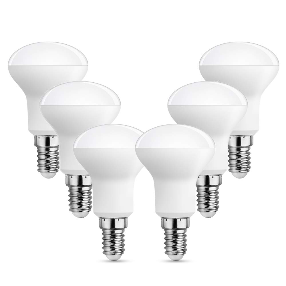 Akynite Spotlight Bulbs R50 E14 LED Warm White 2700K, 120° Beam Angle, 5W Replace E14 Reflector Bulbs 40W 50W, 500LM, R50 SES Small Edison Screw LED Light Bulbs, not dimmable, Pack of 6