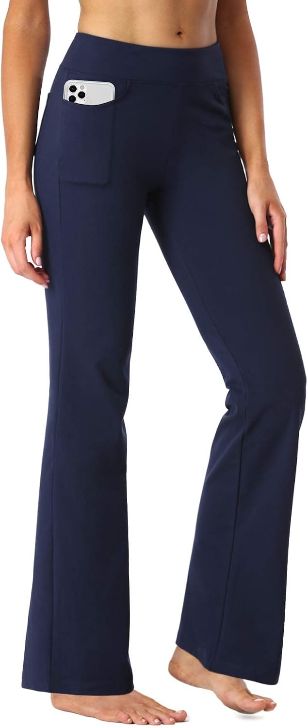 SEVEGO Women's 29"/31"/33"/35" Inseam Tall, Regular, Petite Soft Long Bootcut Yoga Pants with Pockets Lounge Workout: Clothing