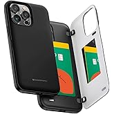 GOOSPERY Magnetic Door Bumper Compatible with iPhone 15 Pro Max Case, Card Holder Wallet Easy Magnet Auto Closing Protective Dual Layer Sturdy Phone Back Cover - Black