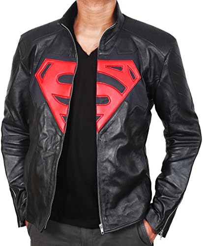 Ultimo Fashions Superhero Leather Jacket Mens Collections - Leather Jacket Costume American Hero - All Sizes (XXS (Chest-40), Batman vs Superman Black Leather Jacket)