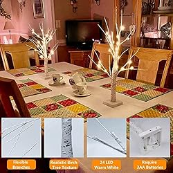 2PK 2FT 24LED Lighted Birch Tree Artificial Branch