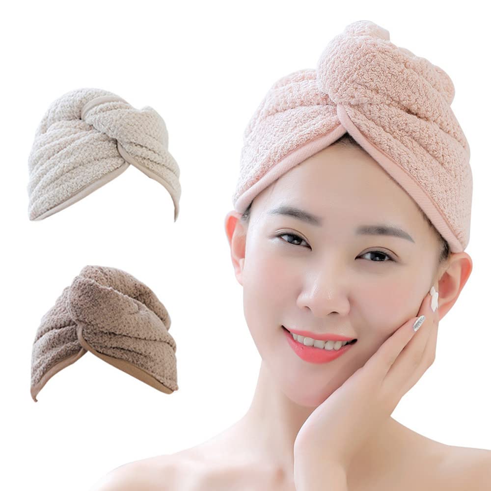 DZOZO 3 Pack Hair Turban Towel Microfibre Hair Towel Wraps Hair Dry Caps Hair Drying Towels Wrap Fast Dry Bath Head Wrap Hair Drying Towels Super Absorbent Twist Hair Turbans