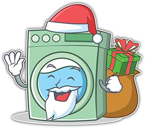 SkyBug Santa Washing Machine Bumper Sticker Vinyl Art Decal for Car Truck Van Window Bike Laptop