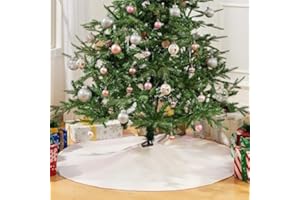 HD WOOD CRAFT Christmas Tree Skirt - 31 Inchs Large Size White Luxury Faux Fur Tree Skirt Christmas Decorations Holiday Thick Plush Tree Xmas Ornaments, Xmas Party Holiday Decorations, Snow White