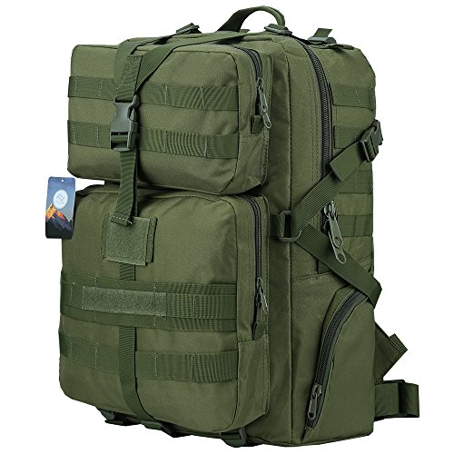 HUKOER 35L/45L Military Tactical Backpack -Tactical Assault Molle Rucksacks Waterproof Expandable Hunting Backpack Outdoor Daypack for Hiking Camping Trekking Hunting Bag (Army Green-45L)