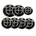 Replacement Dark Black Silver Cross Round Emblem 7pcs 82mm Front 73mm Behind 68mm Wheel Caps Emblem 44mm Steering