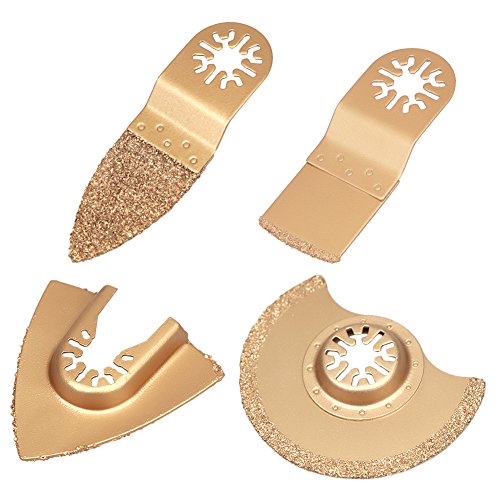 Yasorn Universal Grout Remover Rasp Kit 4 pieces Brass Color Removal Saw Blade Set for Oscillating Multi Tools - Thumbnail 5
